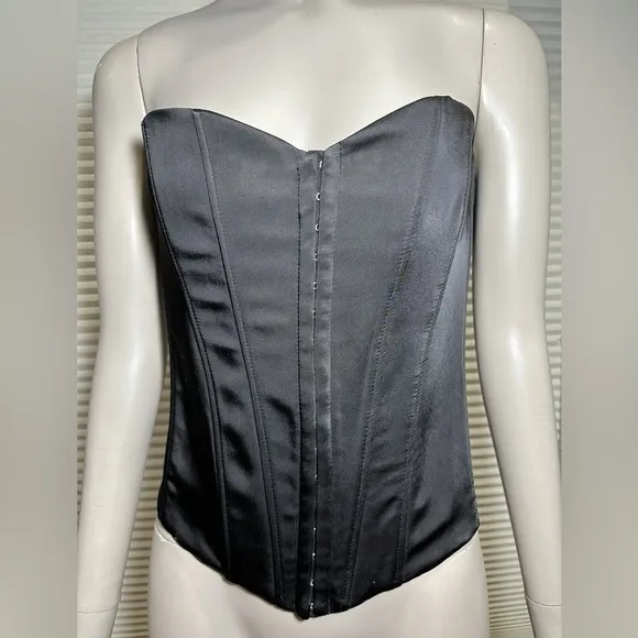 Zara Satin Effect Sweetheart Neckline Corset Black Size XS - Image 2
