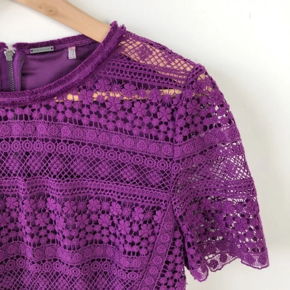 Elie Tahari purple lace jacey dress size 4 - Image 6