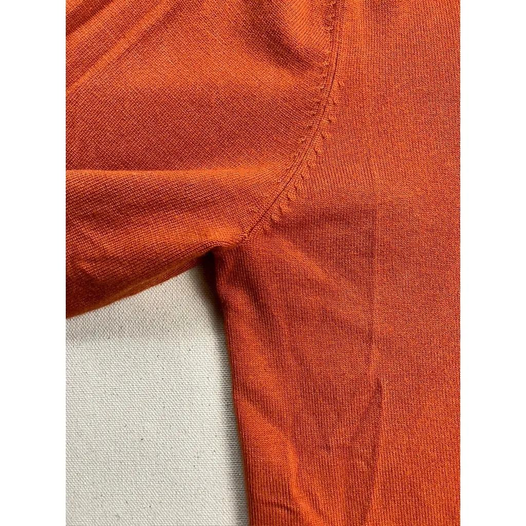 Cable &‎ Gauge Womens Orange Long Sleeve Scoop Neck Knit Top Grommet Detail L - Image 5