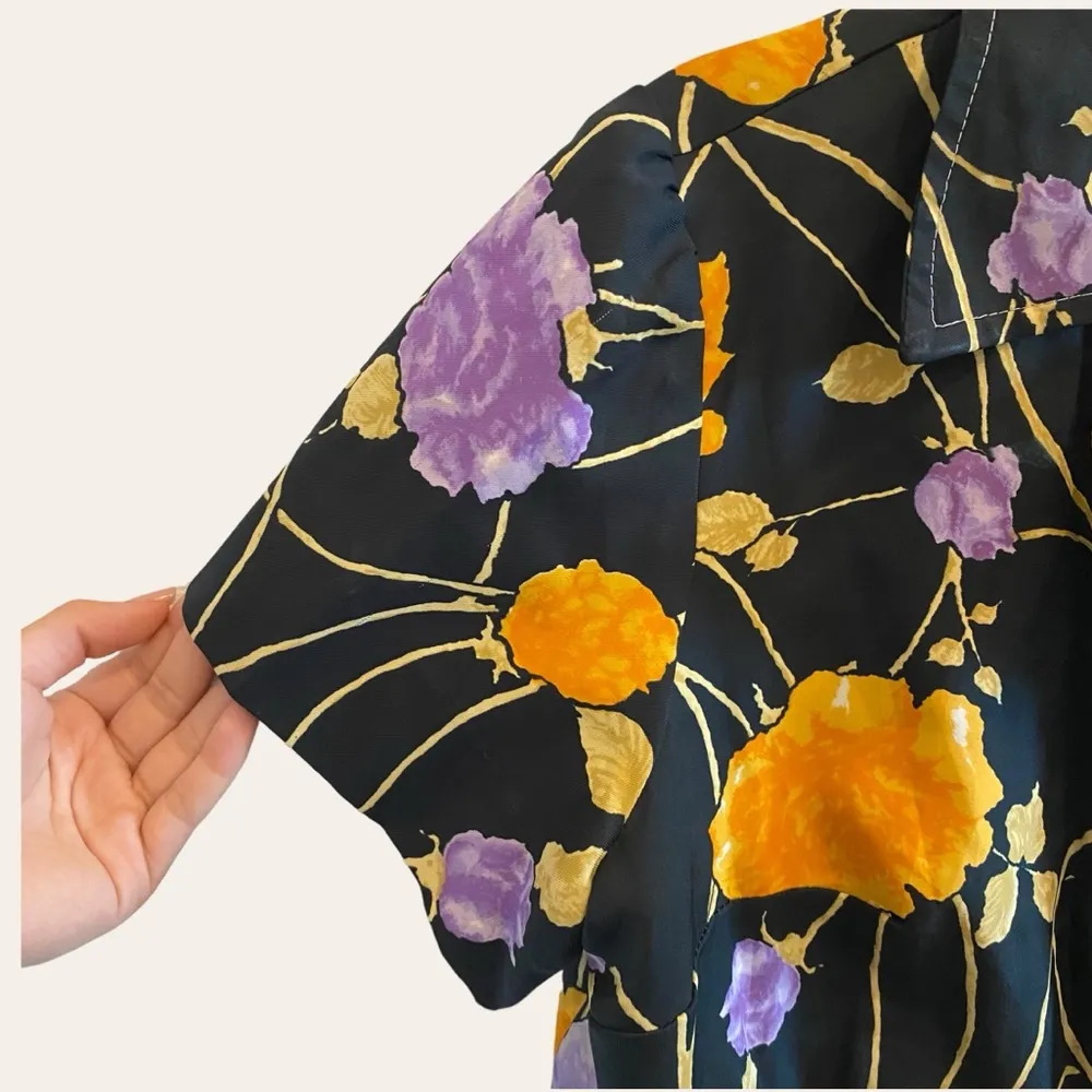 Vintage 90s Floral Short Sleeved Shirt Blouse - Image 5
