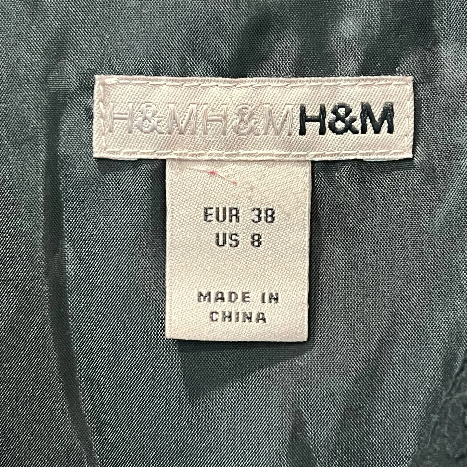 H&M Black Midi A-Line Sleeveless Eyelet Dress Belted Size 8 Lined - Image 9