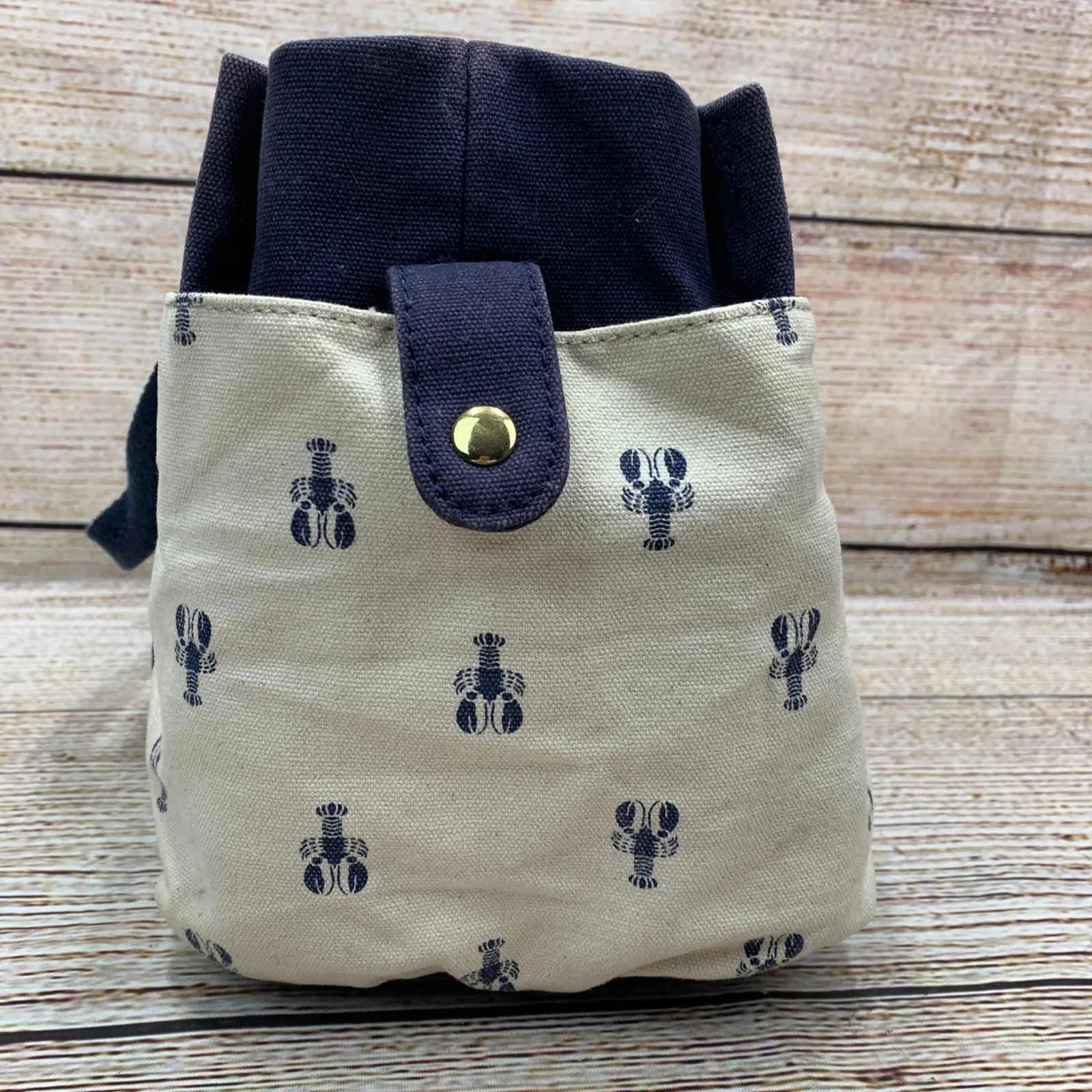 Tommy Hilfiger Lobster‎ Print Tote Bag [2014] Canvas Blue Cream Button Purse - Image 5