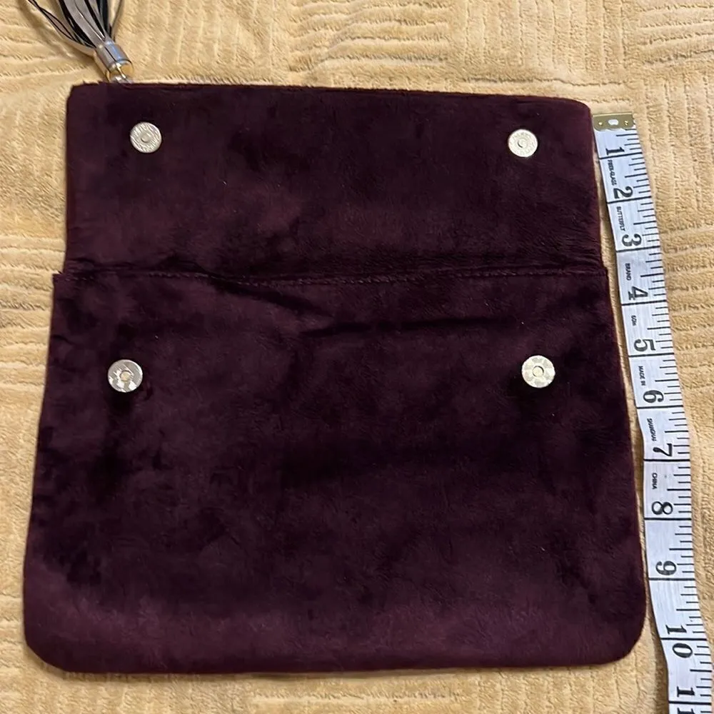 Merona brown faux fur clutch w/a tassel top zip fold over like new - Image 7