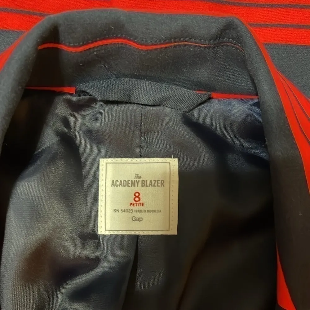 Gap Academy Blazer Women’s Size 8P Red and Deep Navy Striped - Image 9