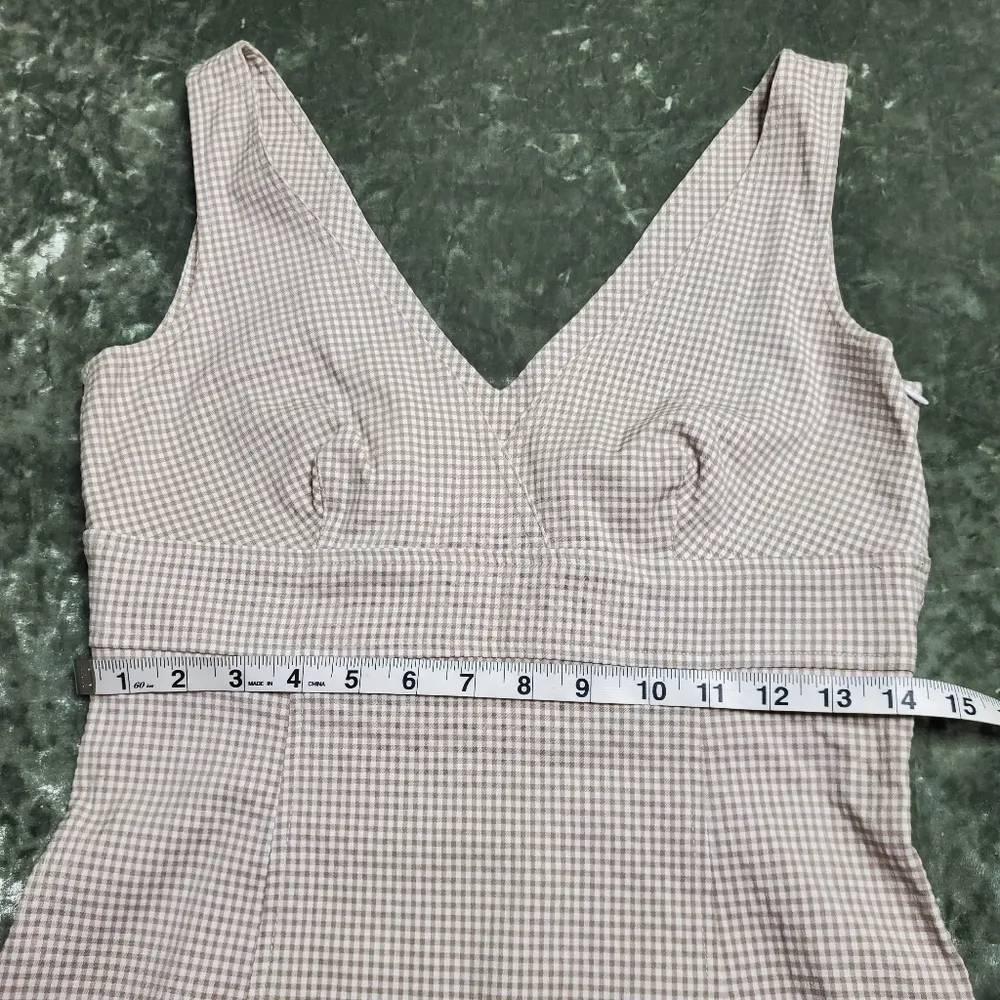 Bebe Gingham Green Sleeveless Fitted Dress - Image 3