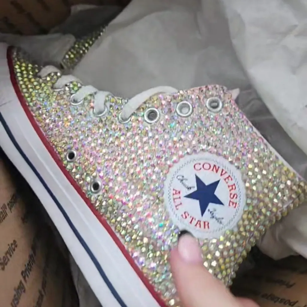 Bling Converse Shoes bedazzled y2k sneakers - Image 10