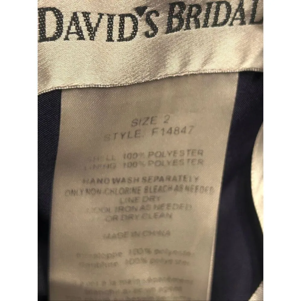 David’s Bridal Strapless Prom Homecoming Dress Navy Back Zip Size 2 (5436) - Image 5