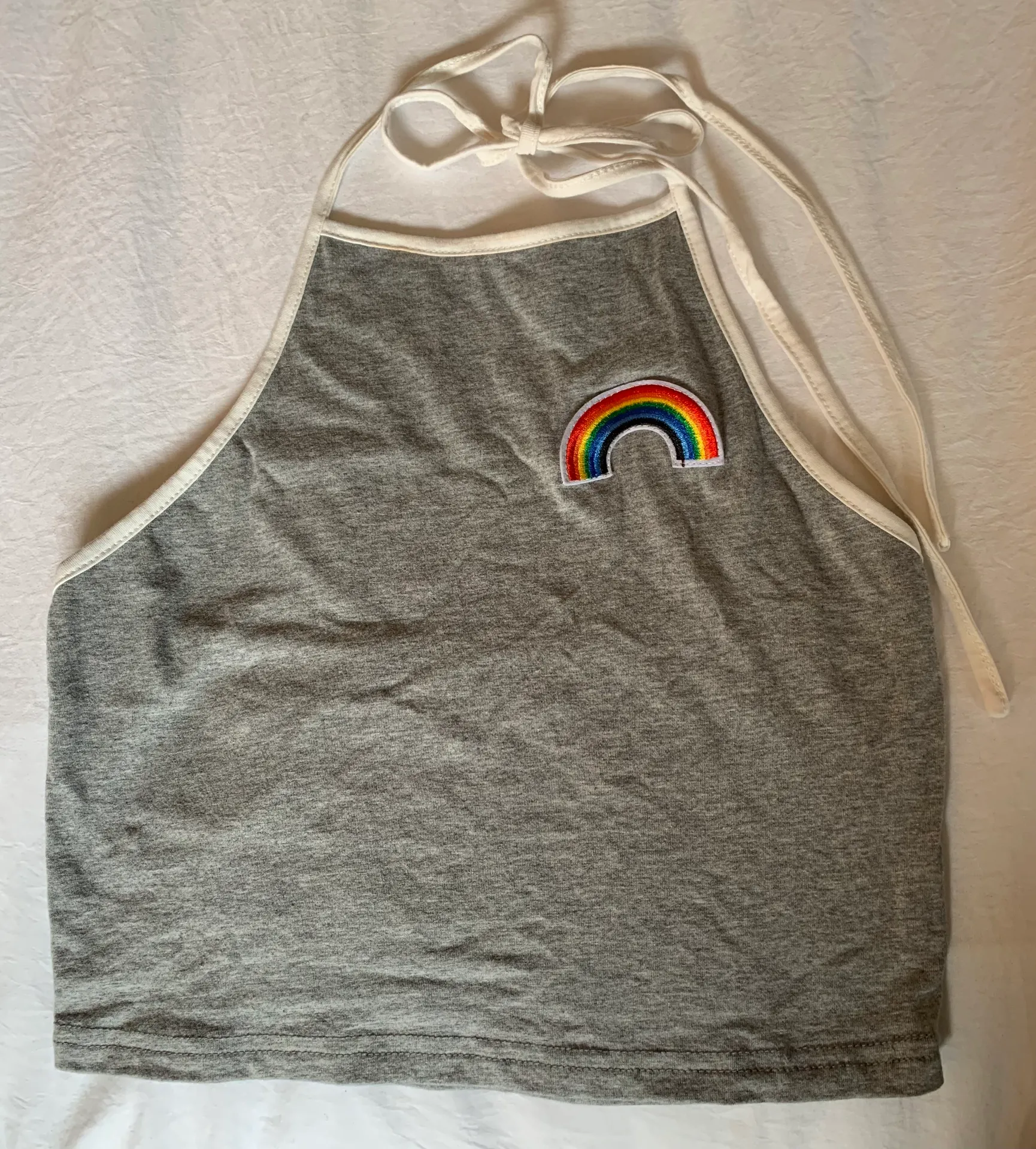 Rainbow 🌈 Halter Crop Top And High Waisted Shorts Set Gray - Image 3