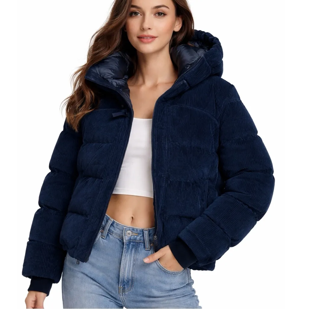 Aritzia corduroy Super Puff in  dark navy - Image 2