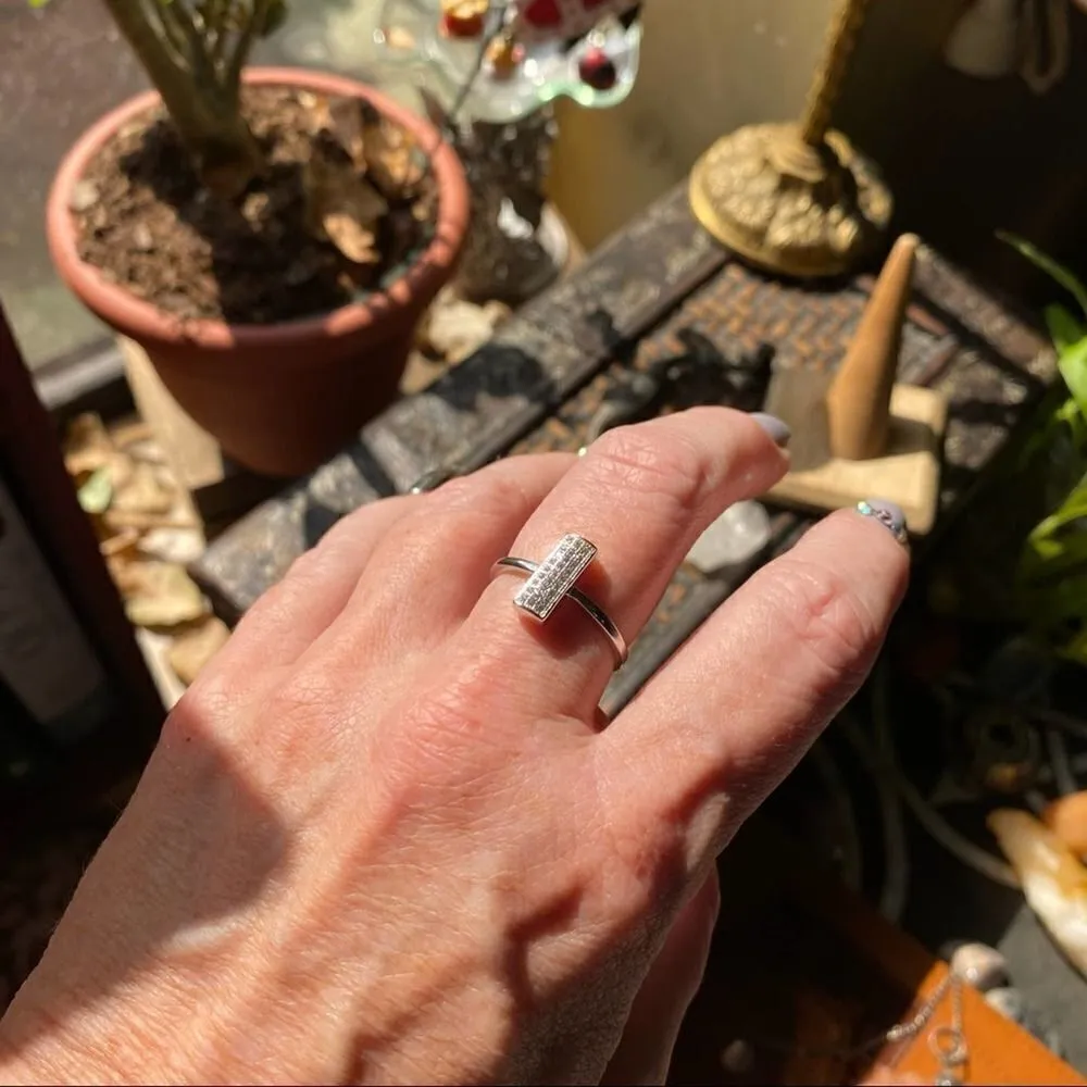 Micro Pave Cubic Zirconia Sterling Silver Ring Silver - Image 3