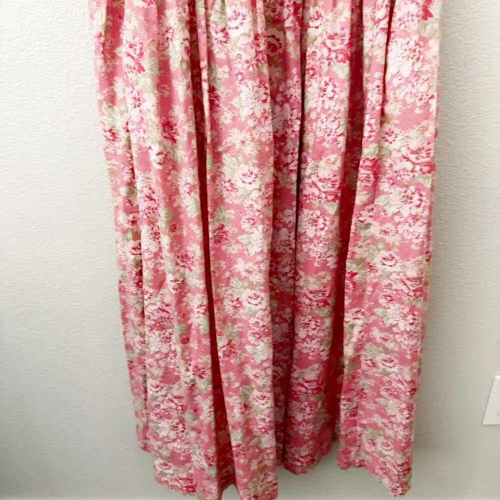 LAURA ASHLEY | Vintage Pink Floral Cottagecore Puffed Dress Modest Prairie | 14 - Image 4