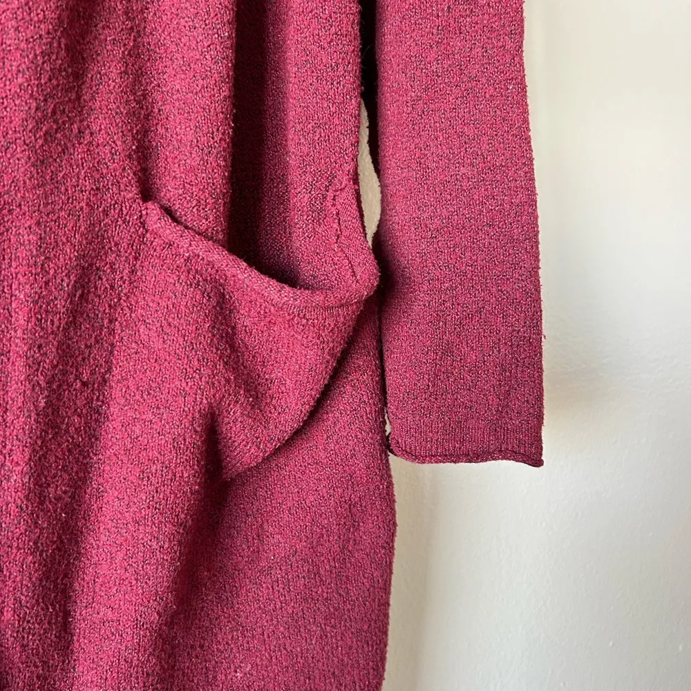 OVLA Small Red Maroon Sweater Cardigan Robe Dual Pockets Hoodie Winter Christmas - Image 3