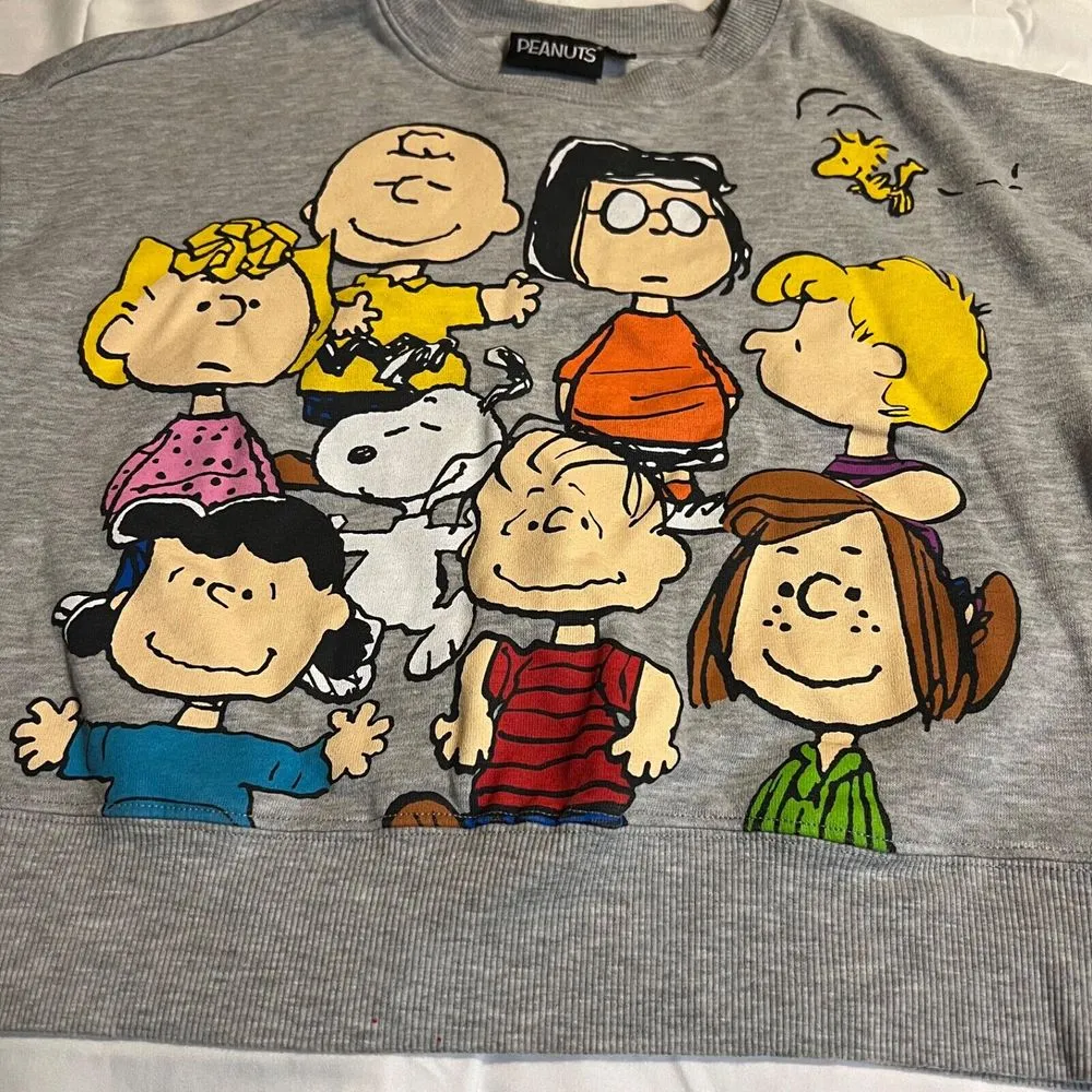 PEANUTS CROPPED SWEATSHIRT PULLOVER COLOR‎ GRAY/MULTI - Image 4