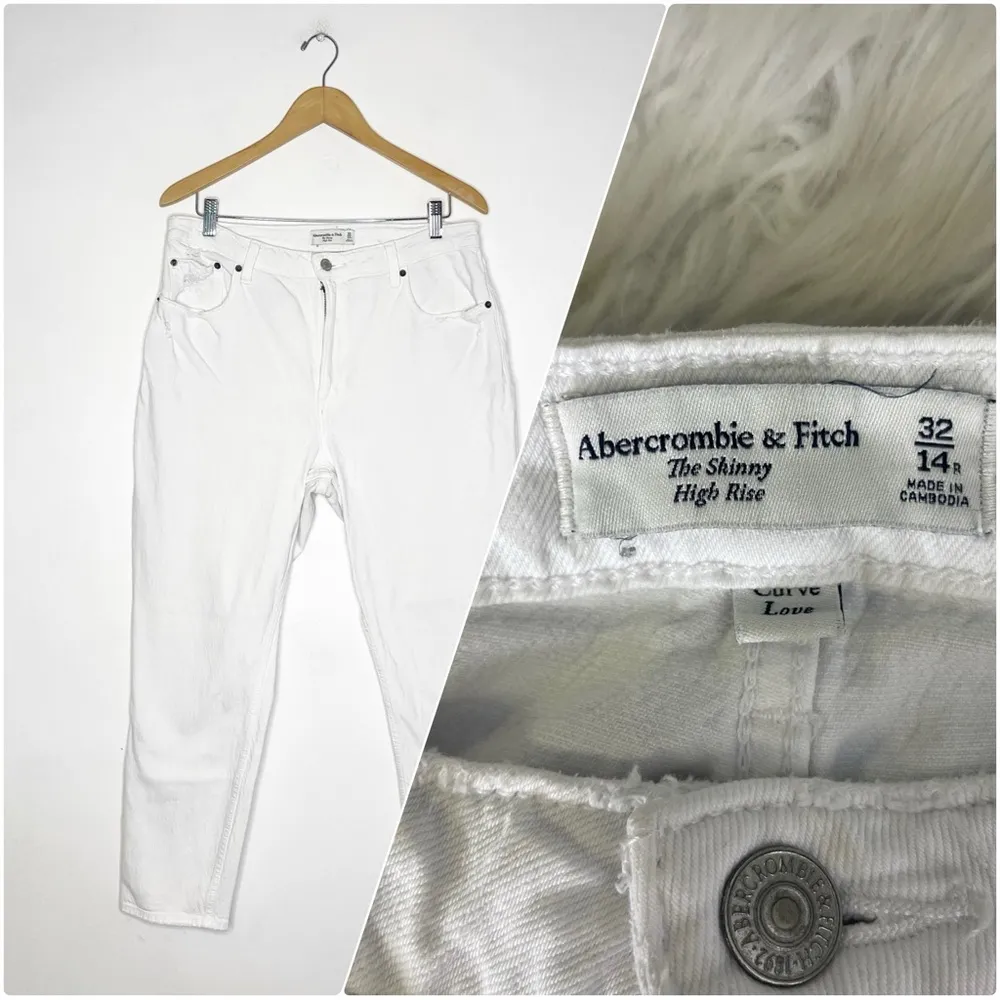 Abercrombie & Fitch The Skinny Leg High Rise Curve Love White Jeans Size 32 / 14 - Image 8