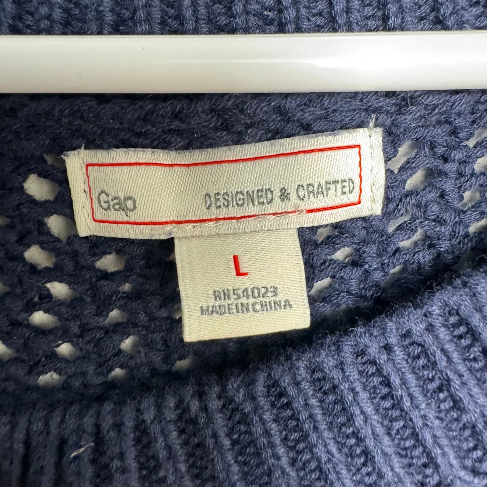 Gap Womens Navy Blue Short Sleeve Mesh Knit Sweater Top Size L Crochet - Image 3