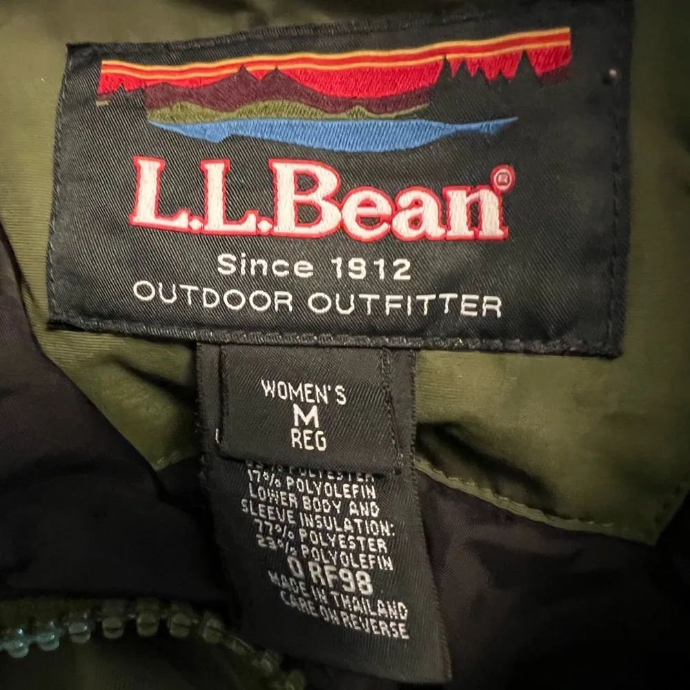 LL Bean Vintage Women’s Thinsulate Lined Hooded Jacket Green Black Medium 0 RF98 - Image 2