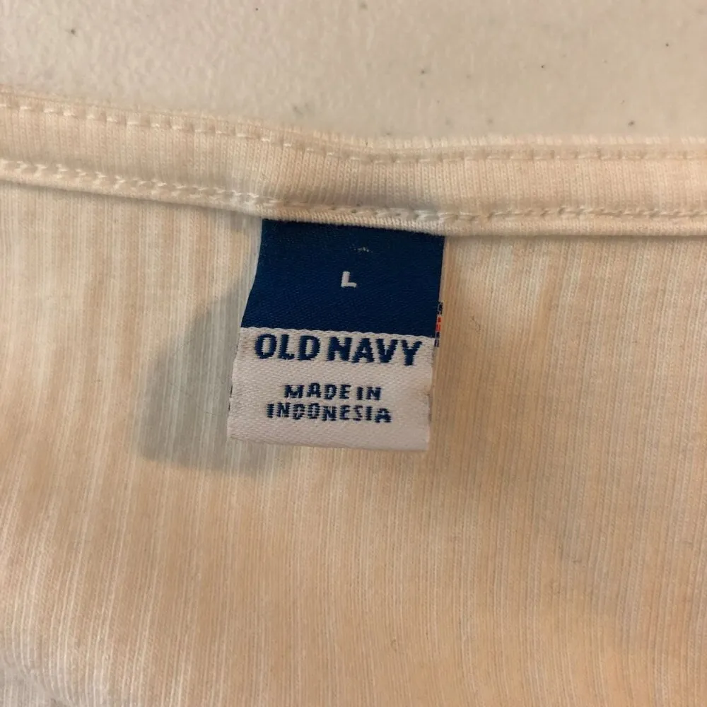 Old Navy Womens Long Sleeve Ribbed Bodysuit Square Neck White L - Image 3