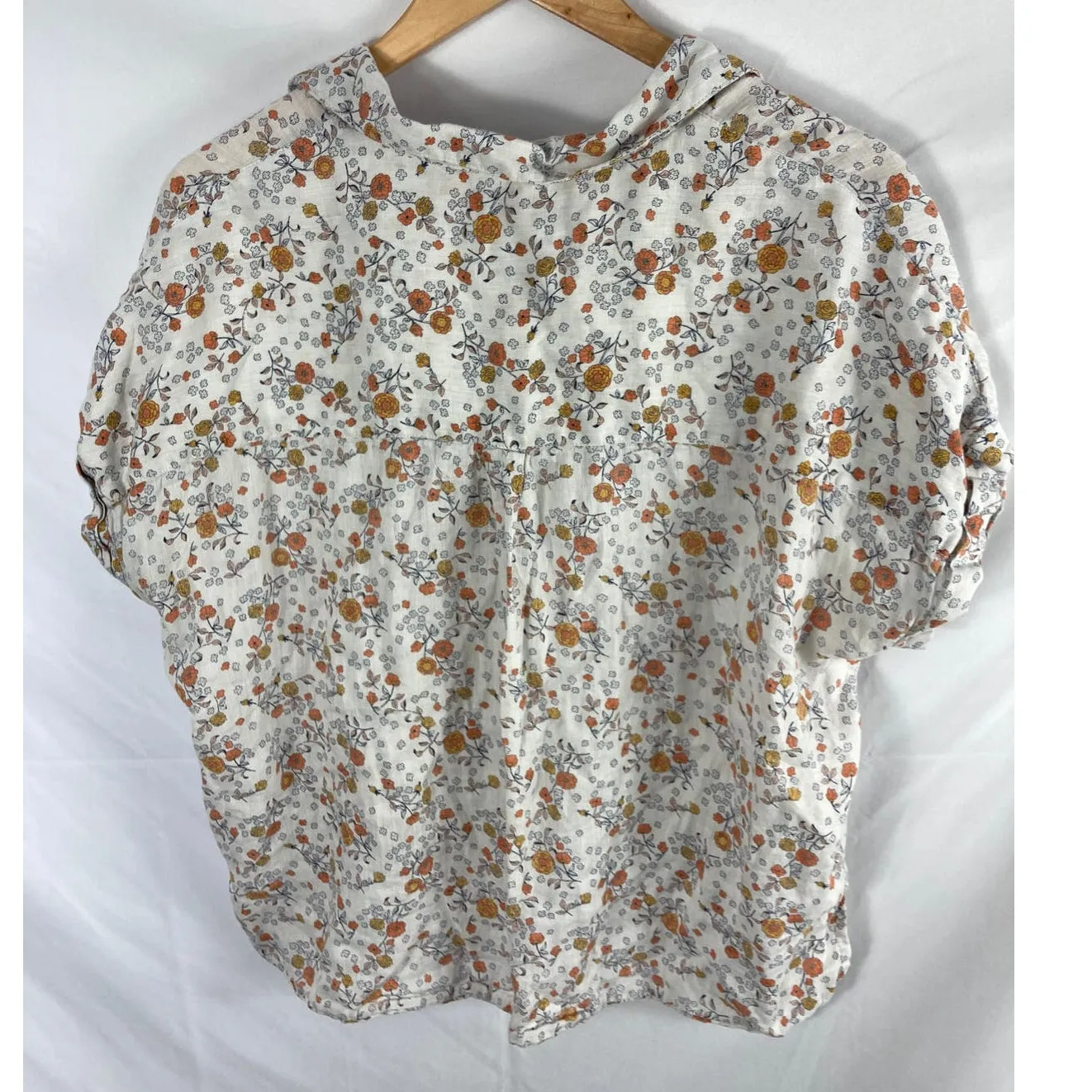 Rachel Zoe Floral Print Linen Button Down Shirt Size Small - Image 5