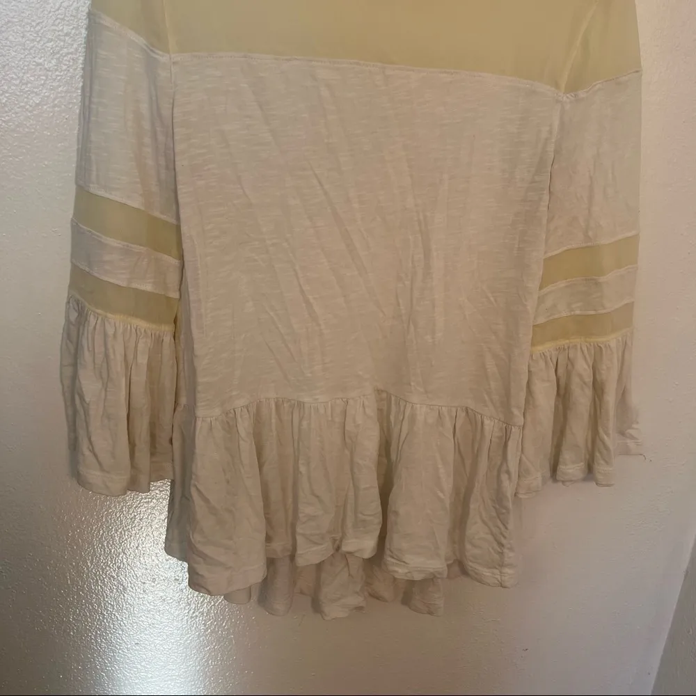 Abound Ruffle Peplum Blouse Bell Sleeve White Mesh - Image 4