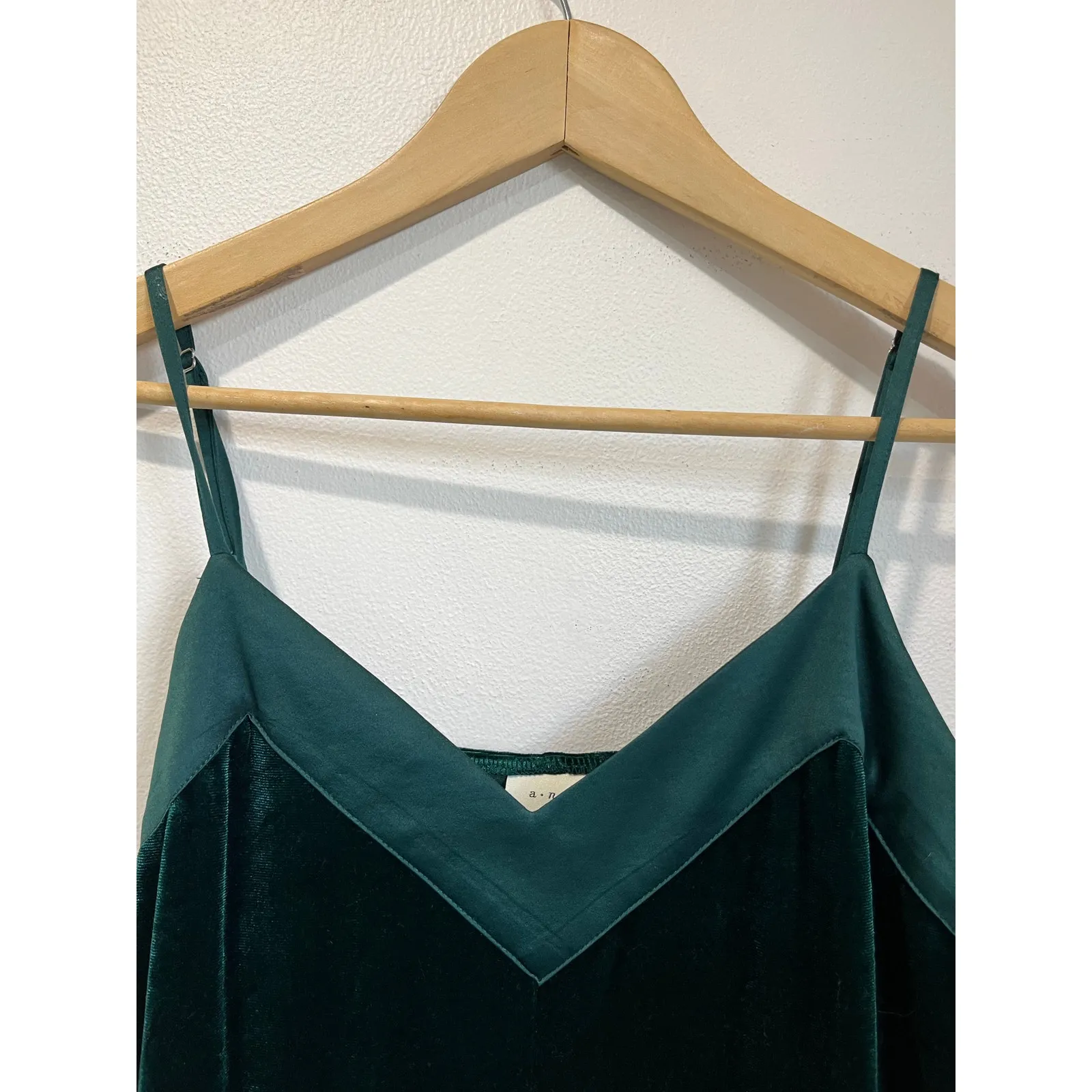 A New Day Green Velvet Slip Midi Dress Minimalist Holiday Sz M - Image 3