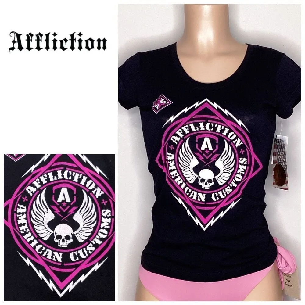 New. Affliction black tee shirt. Medium. Runs small. - Image 2