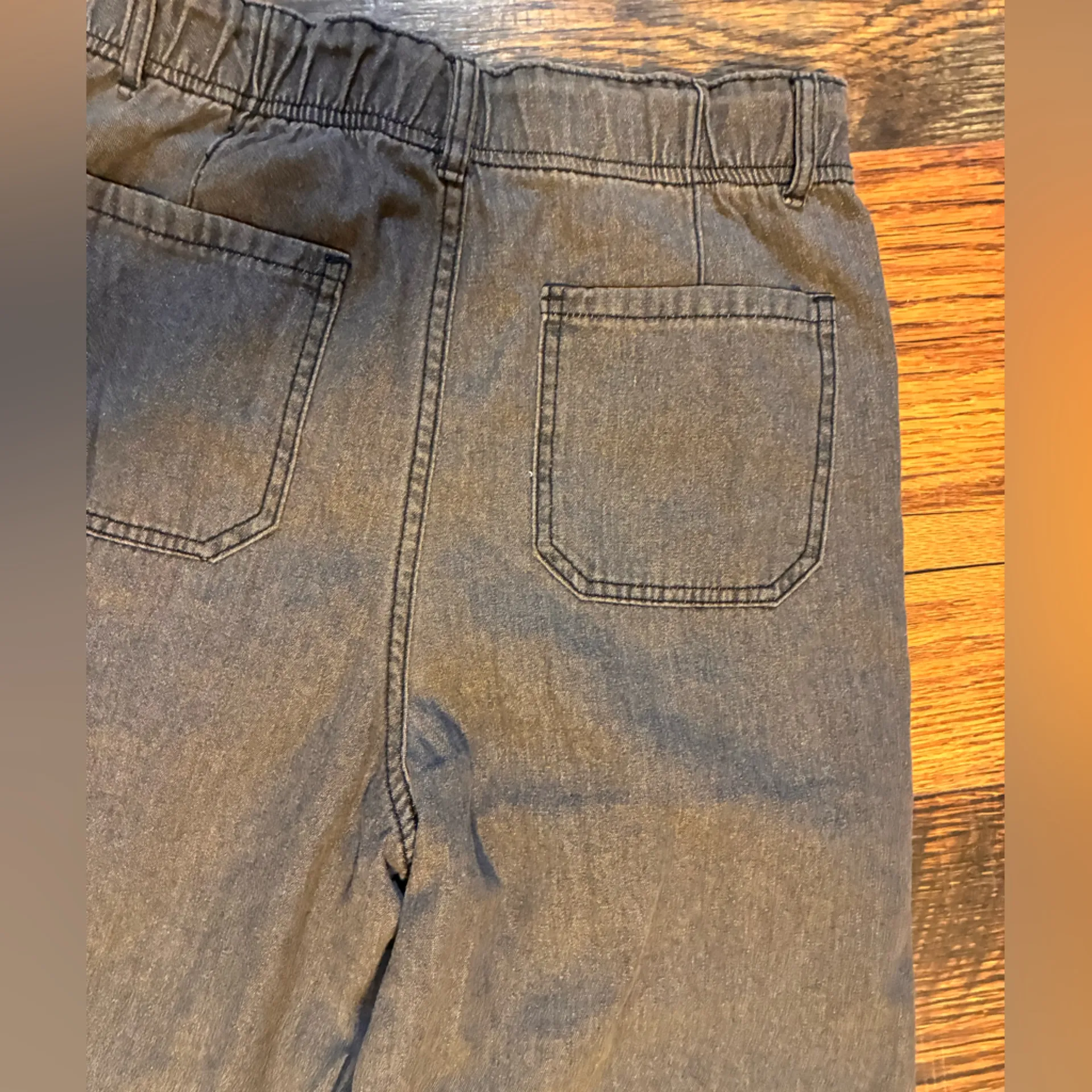 NWOT three bird nest extreme wide leg Charcoal Elastic Waist Jean/Trousers Gray Size undefined - Image 9