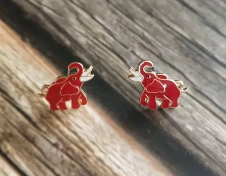 NEW Red Enamel Elephant Earrings University of Alabama Crimson Tide - Image 3