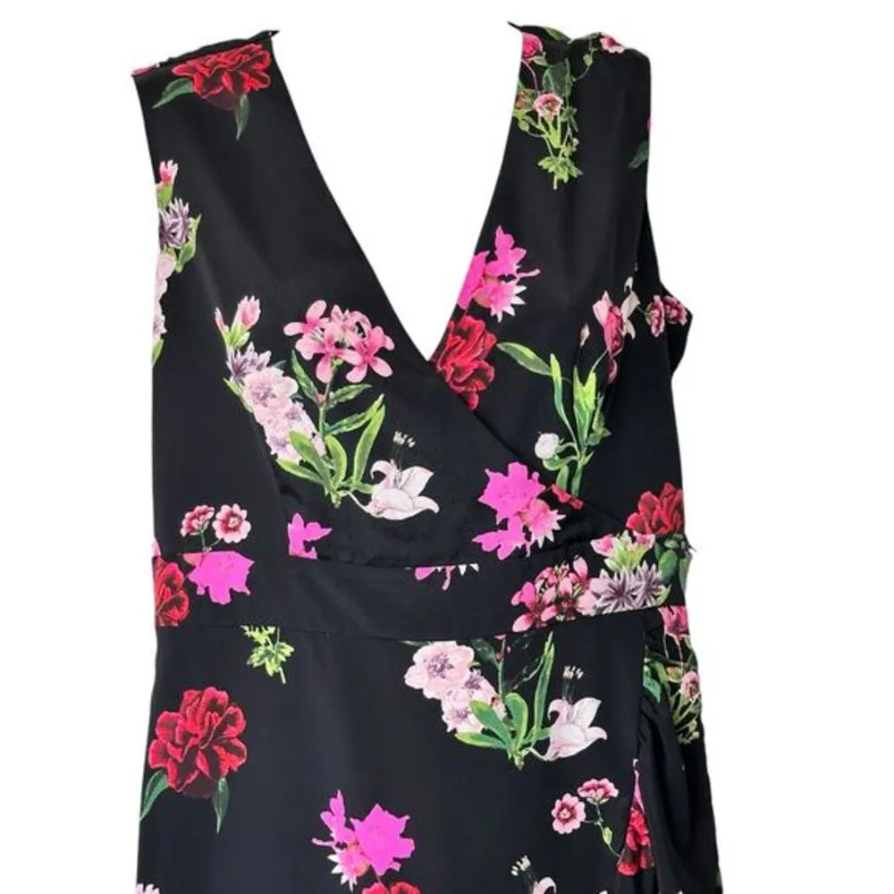NWT Eliza J 8 Black‎ Floral sleeveless Midi Wrap dress - Image 11