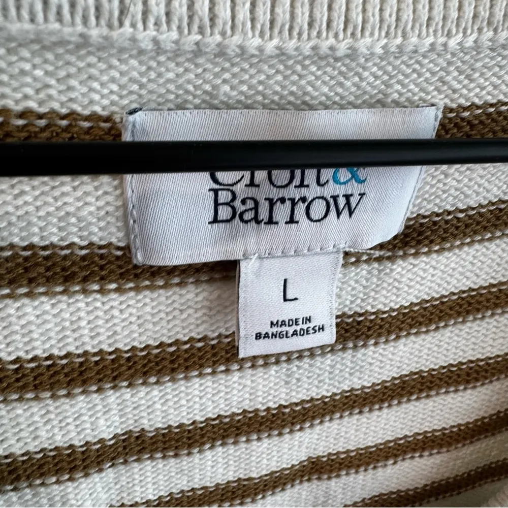 Croft & Barrow Cream/Tan Striped Button Front Sweater Vest Large - Image 3