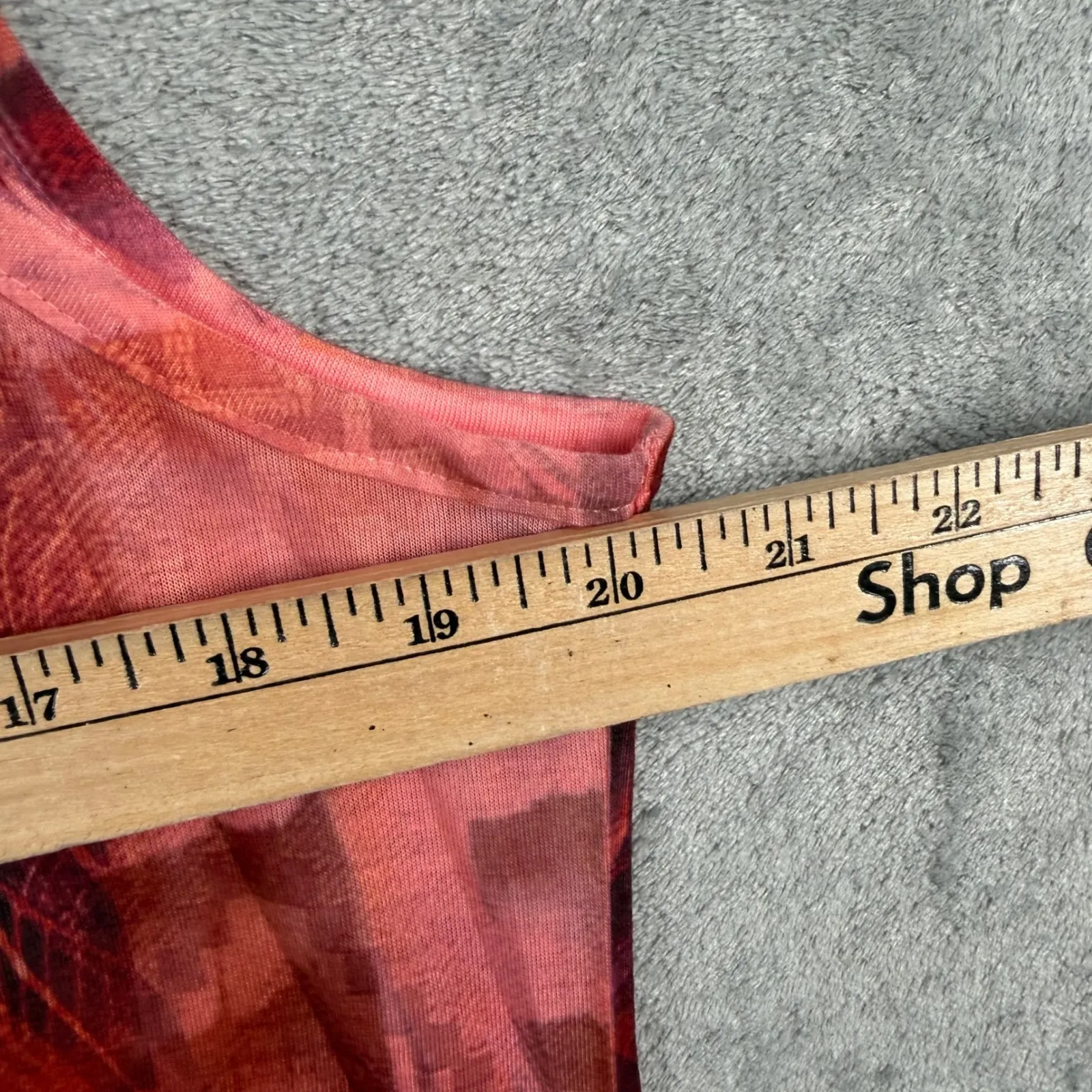 BLEU Abstract Print Tunic Tank Top Large Orange Red Purple Asym Hem Artsy Chic Pink - Image 9