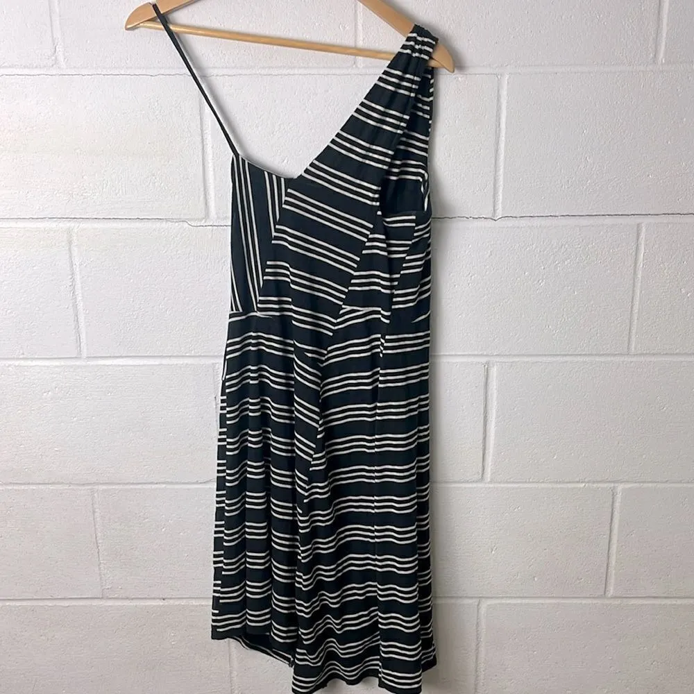 Anthropologie Maeve Moka one shoulder asymmetrical striped dress - Image 5