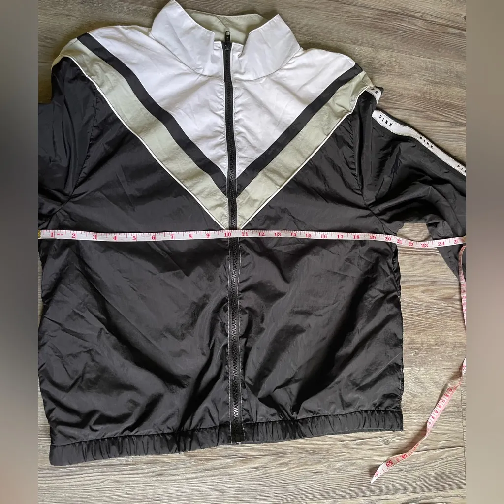 PINK Victoria's Secret Black and White Bomber Jacket - Image 6