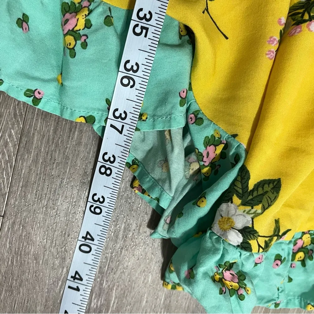 Matilda Jane Hooked On A Feeling Midi Dress Yellow Aqua Ruffle Size XS - Image 13