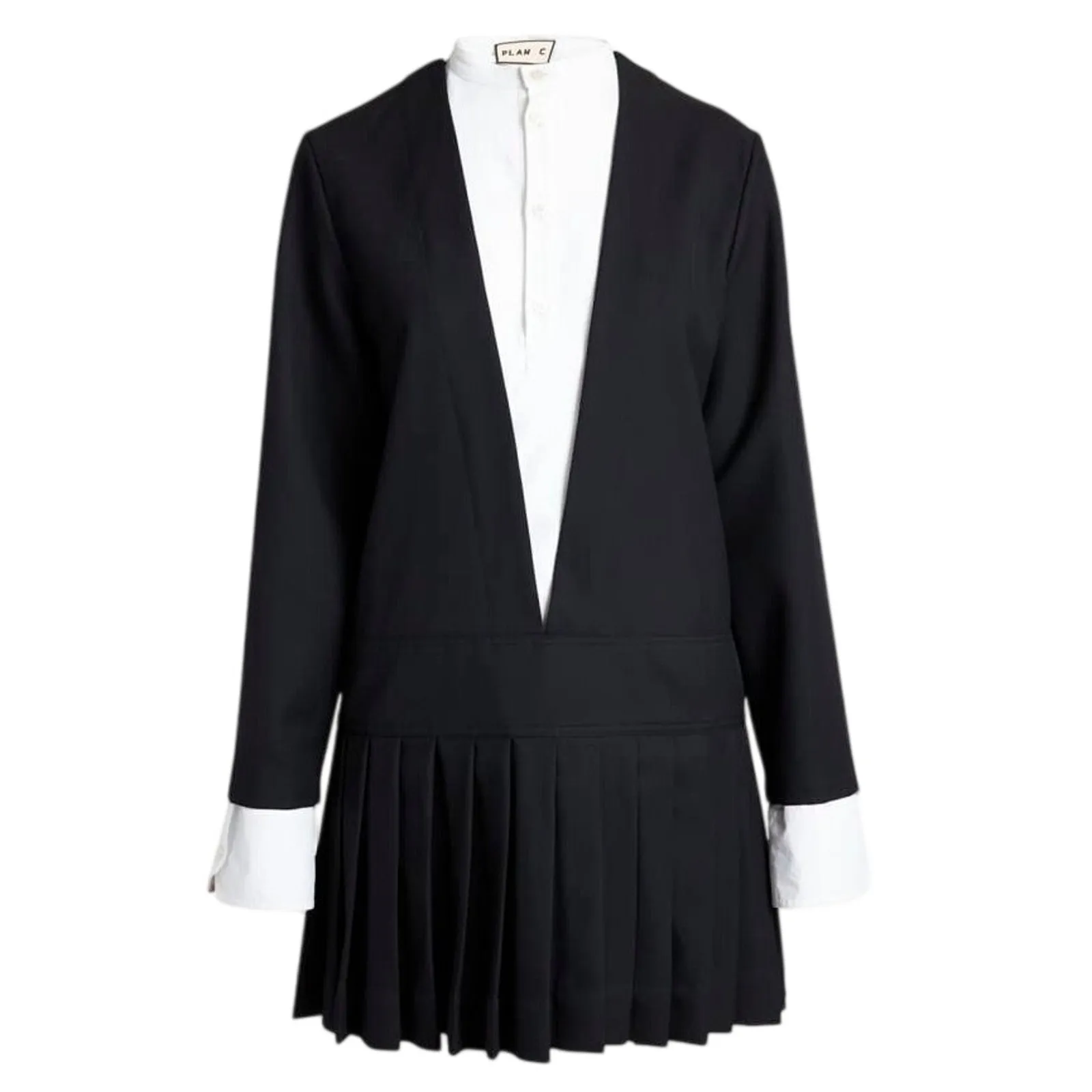 PLAN C Wednesday Short Dress with Pleating, Size 10 / French 44, MSRP $1,370 Black - Image 9