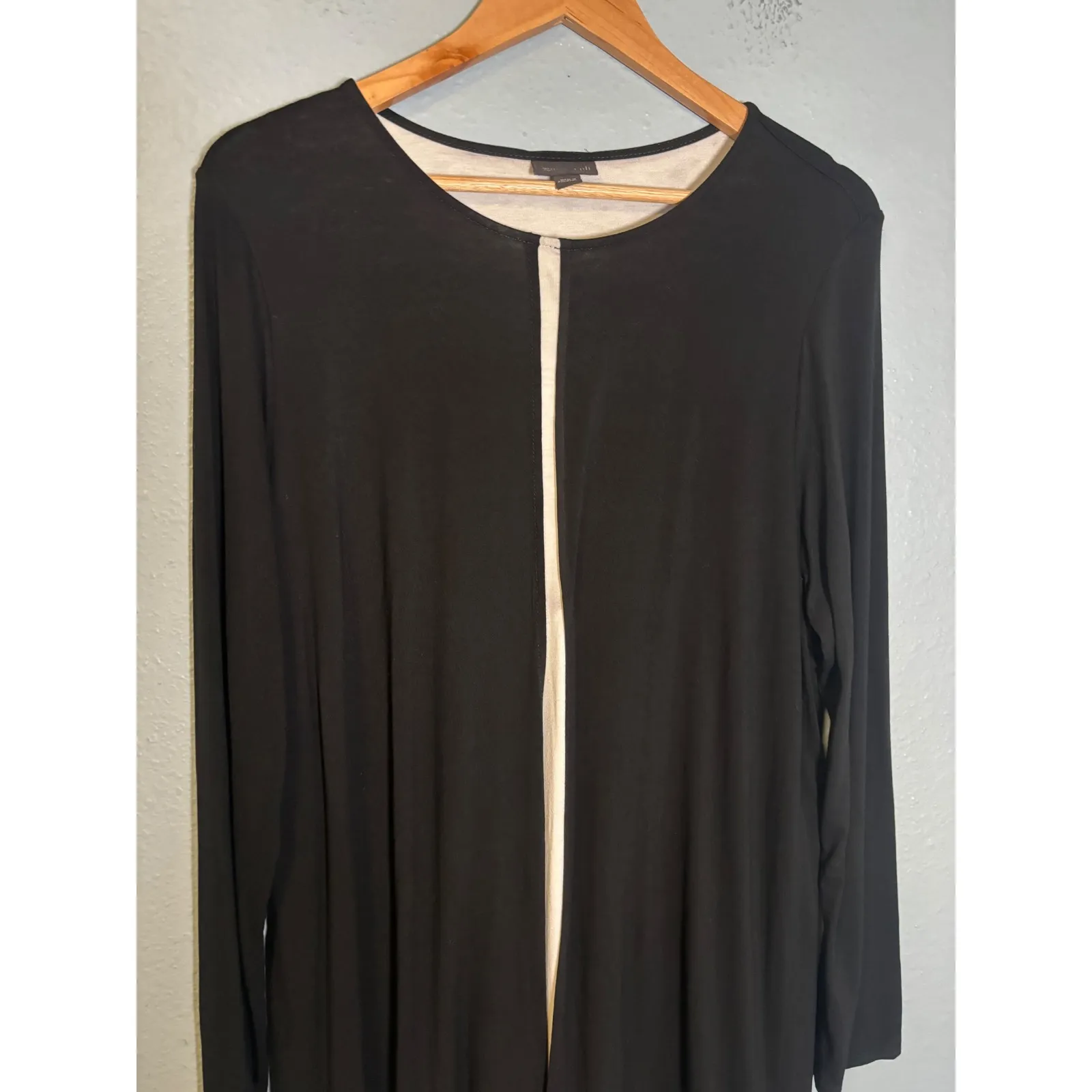 J Jill's Split Layered Black White Long Sleeve Midi Dress Size Large - Image 4