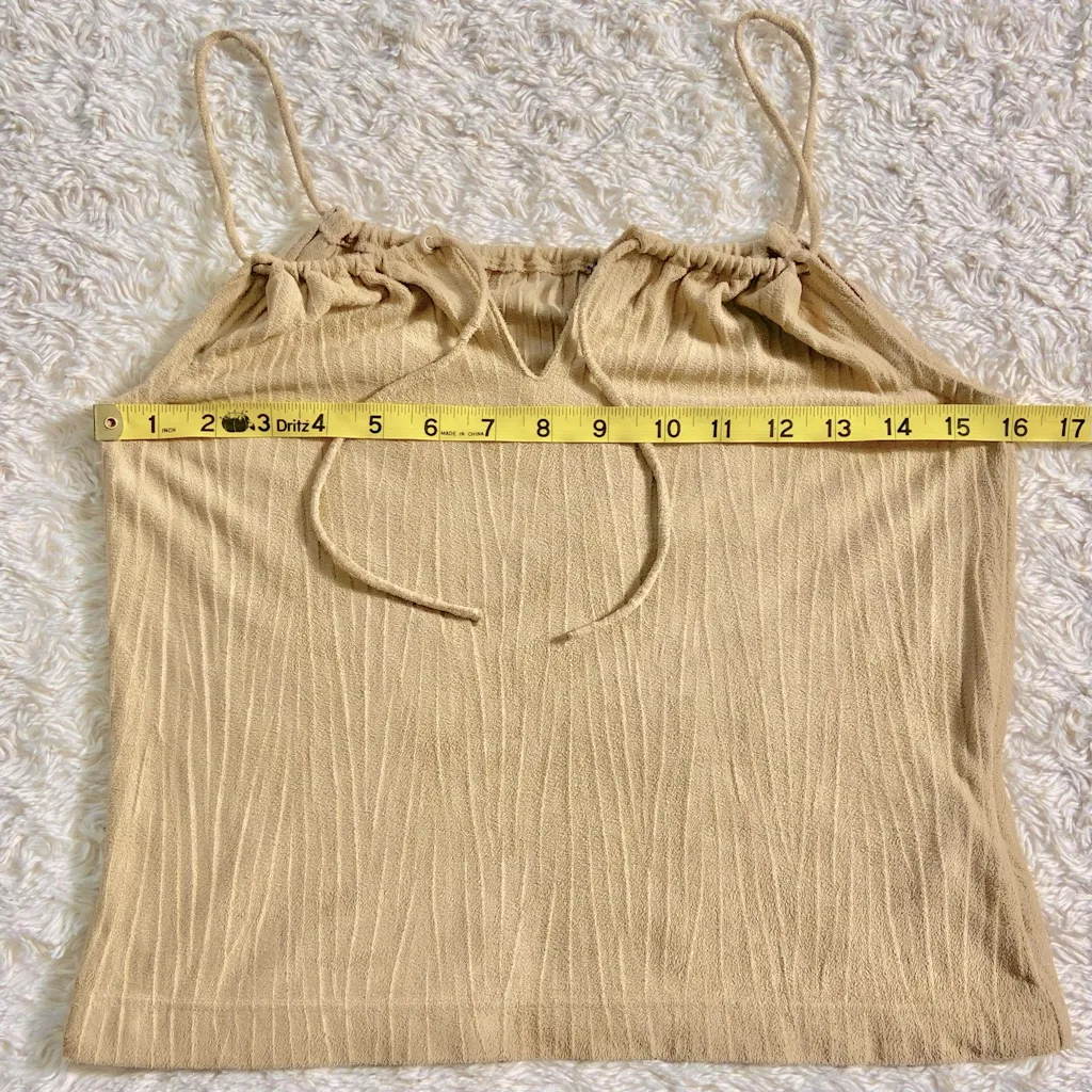 Vintage 90s Esprit Tan Textured Drawstring Strap Cami XS - Image 6