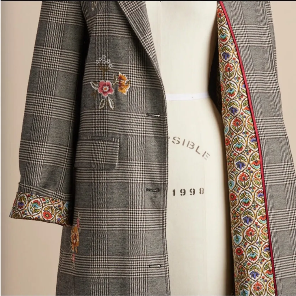 Sundance Primevere embroidered trench jacket floral Bloom Topper medium NWOT - Image 4