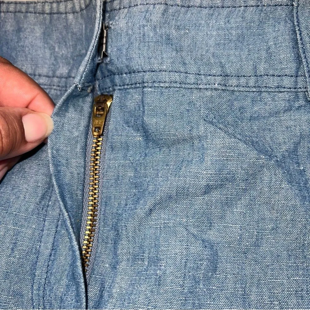 Nanette Lepore Woman's Blue Linen/Cotton Chambray Mini Skirt Size 6 - Image 3