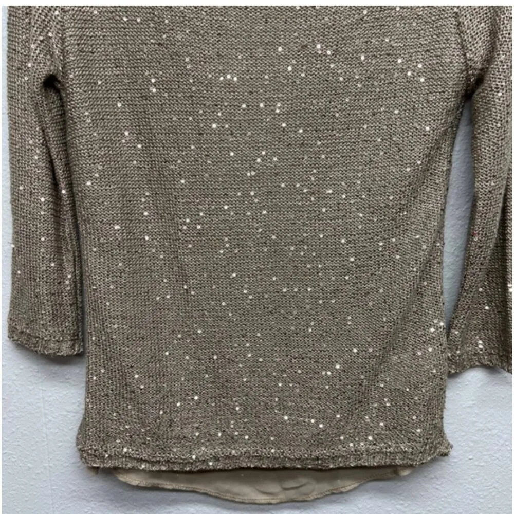 Shasa Sweater Womens Large Y2K Sequin Cut Out Back Party Event Evening Coquette - Image 4