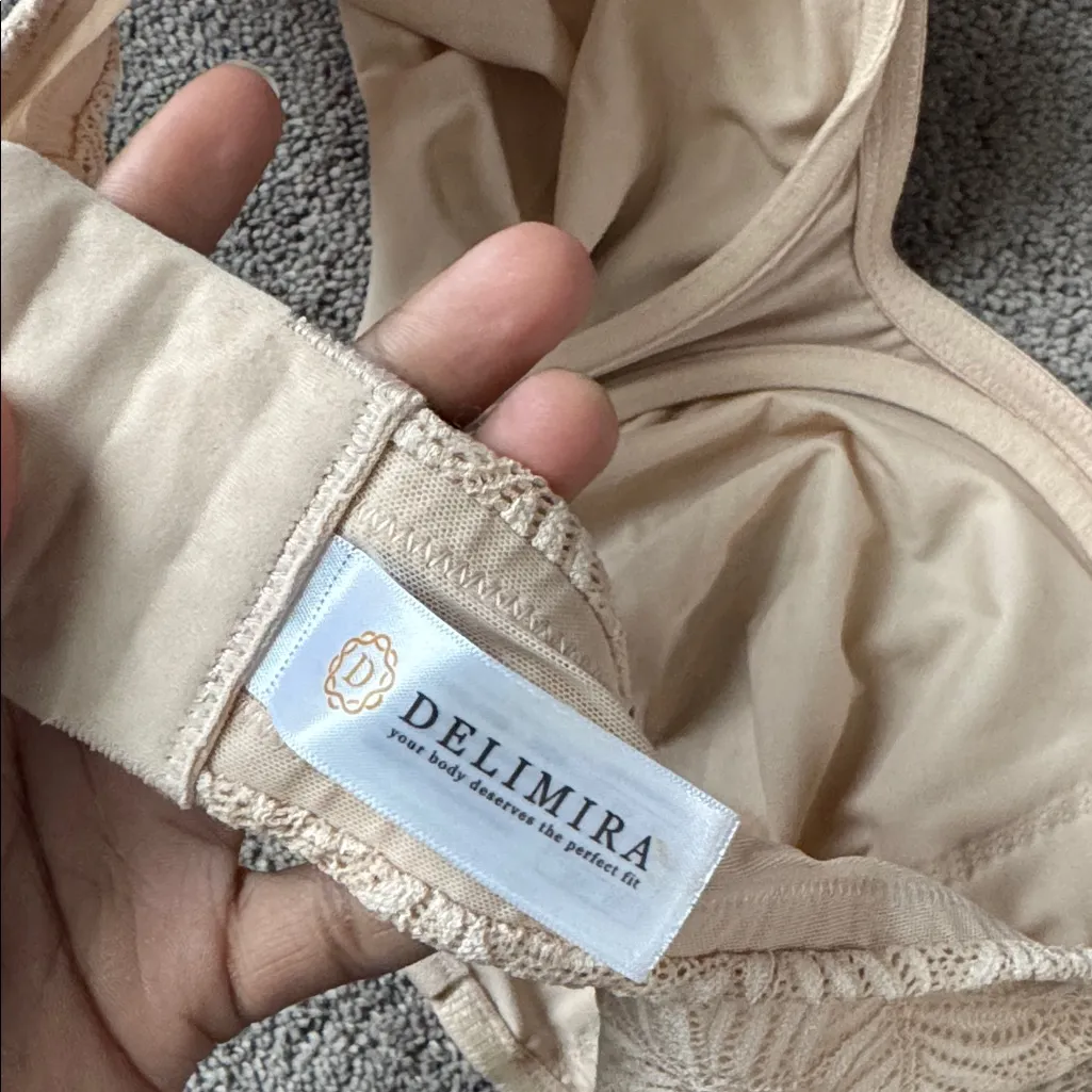 Delimira Nude Lace Strapless Underwire Bra SIZE 42E - Image 5