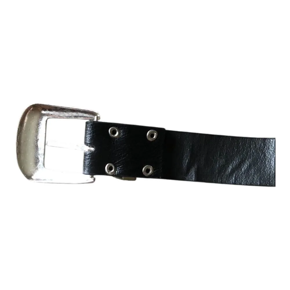 Black Faux Leather Western Belt Rhinestone Studded Bling Buckle Cowgirl Style - Image 10