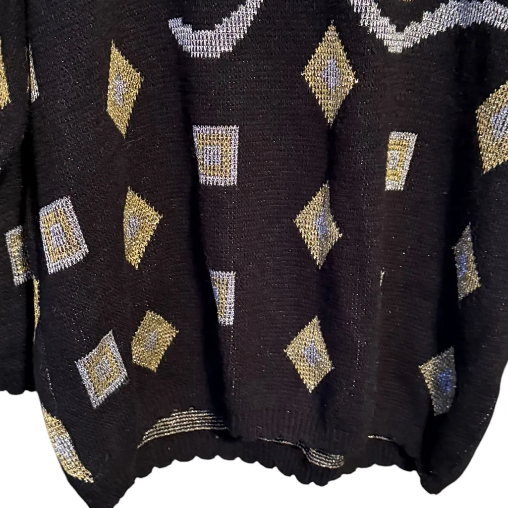 Vintage TR Bentley‎ Woman Metallic Bow Sweater Black Size L - Image 3