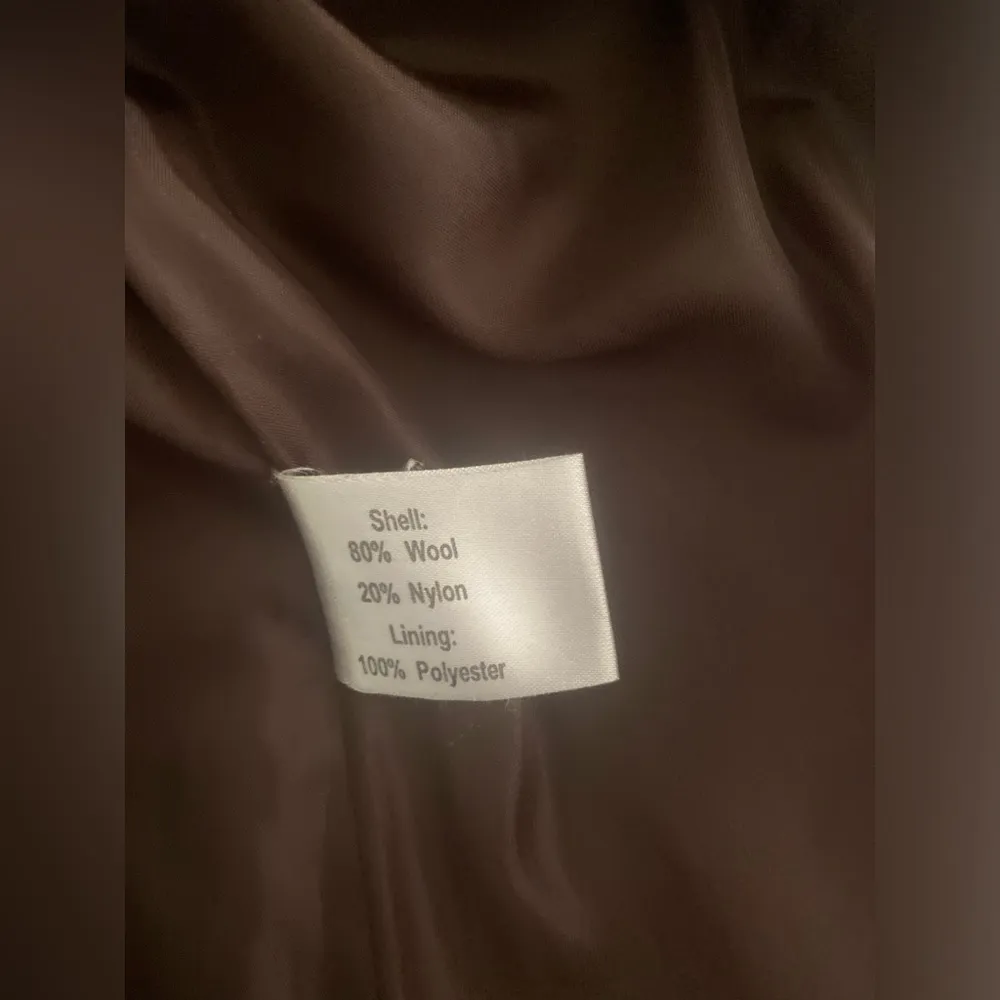 Y2K Peacoat Chocolate Brown L Pea Coat Lined Wool Blend Studio Y Brand - Image 8