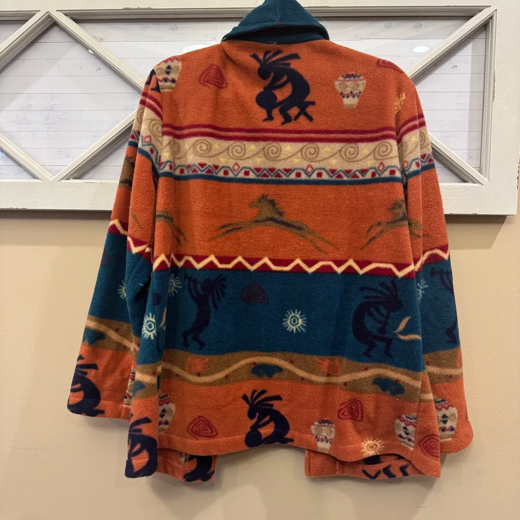 Lake Matley fleece jacket no size tag. See pics for measurements.‎ Aztec Orange Size L - Image 5