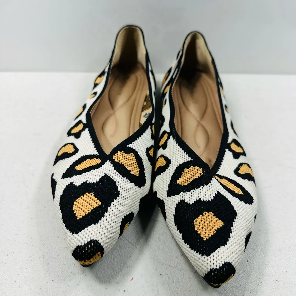 Semwiss Ballet Flats Womens Size 8.8,5(42) Shoes Leopard Print Point Toe Comfort Black - Image 2