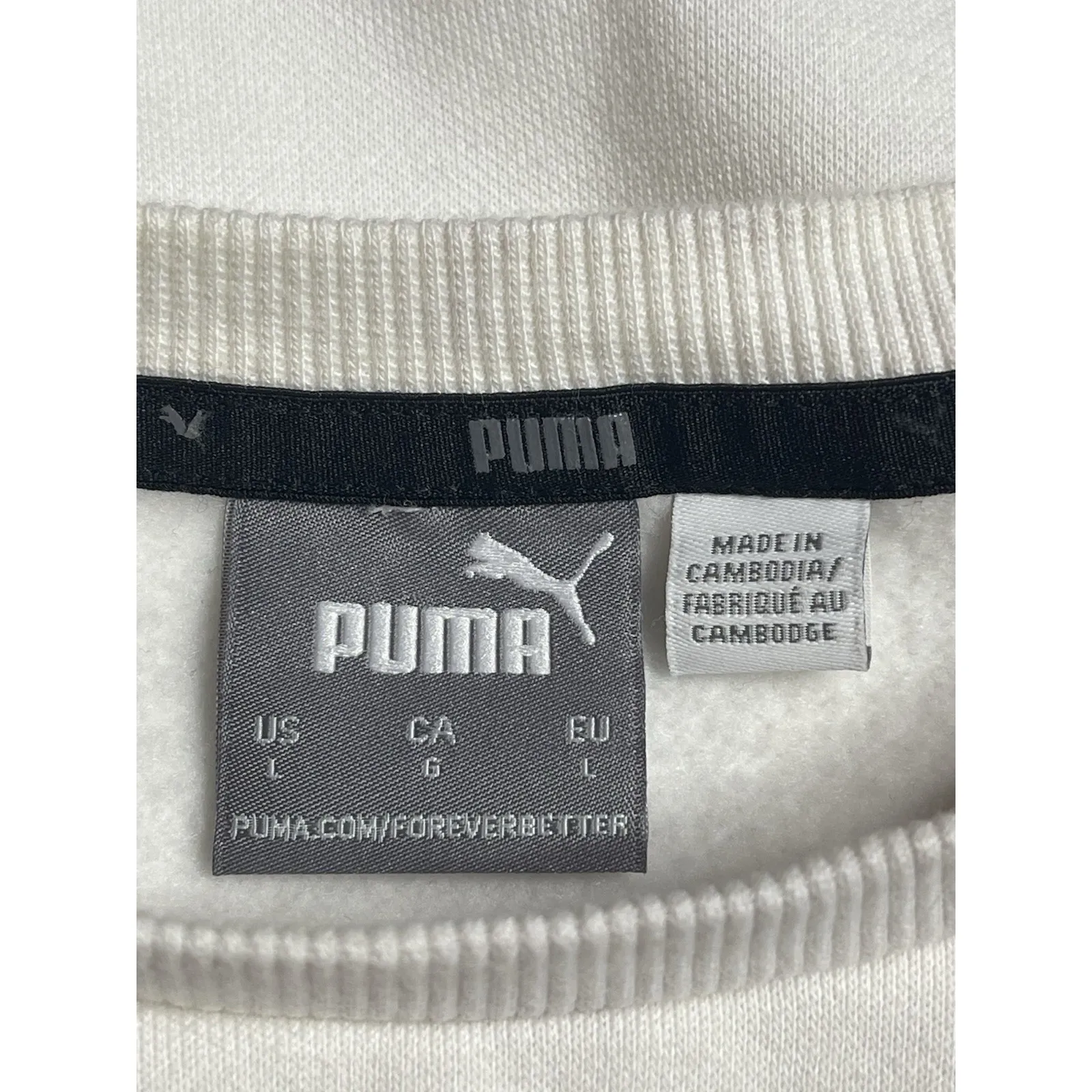 PUMA Crew Neck Spellout Jumper Sweatshirt Womens L White Bag 6‎ - Image 3
