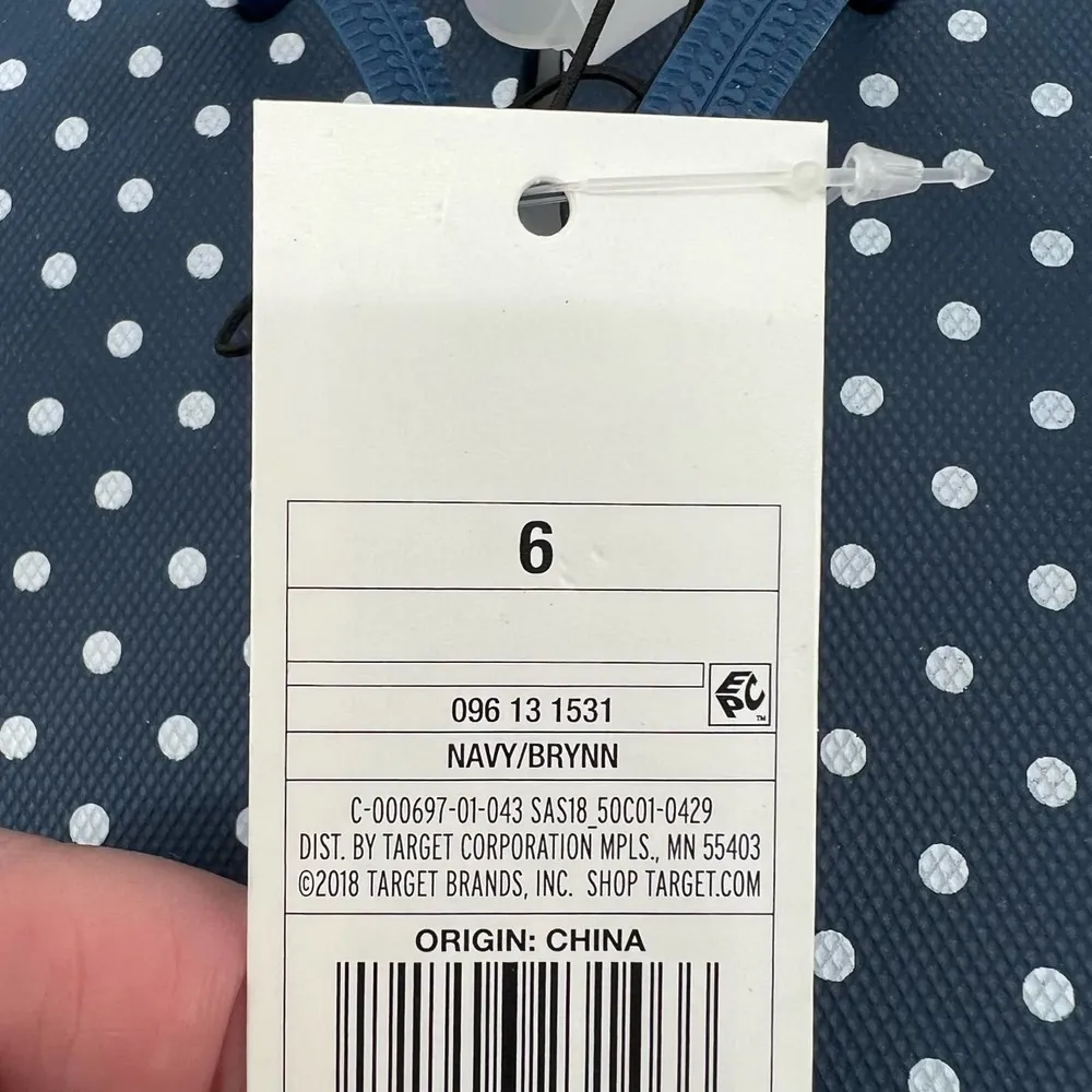 NEW Shade & Shore by target blue polka dot flip flop slide on sandals size 6 - Image 3