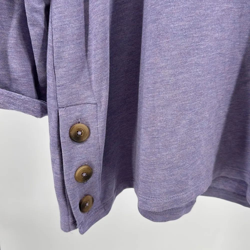 Chico’s light purple cowl neck side button XL 3 long sleeve pullover soft casual - Image 3