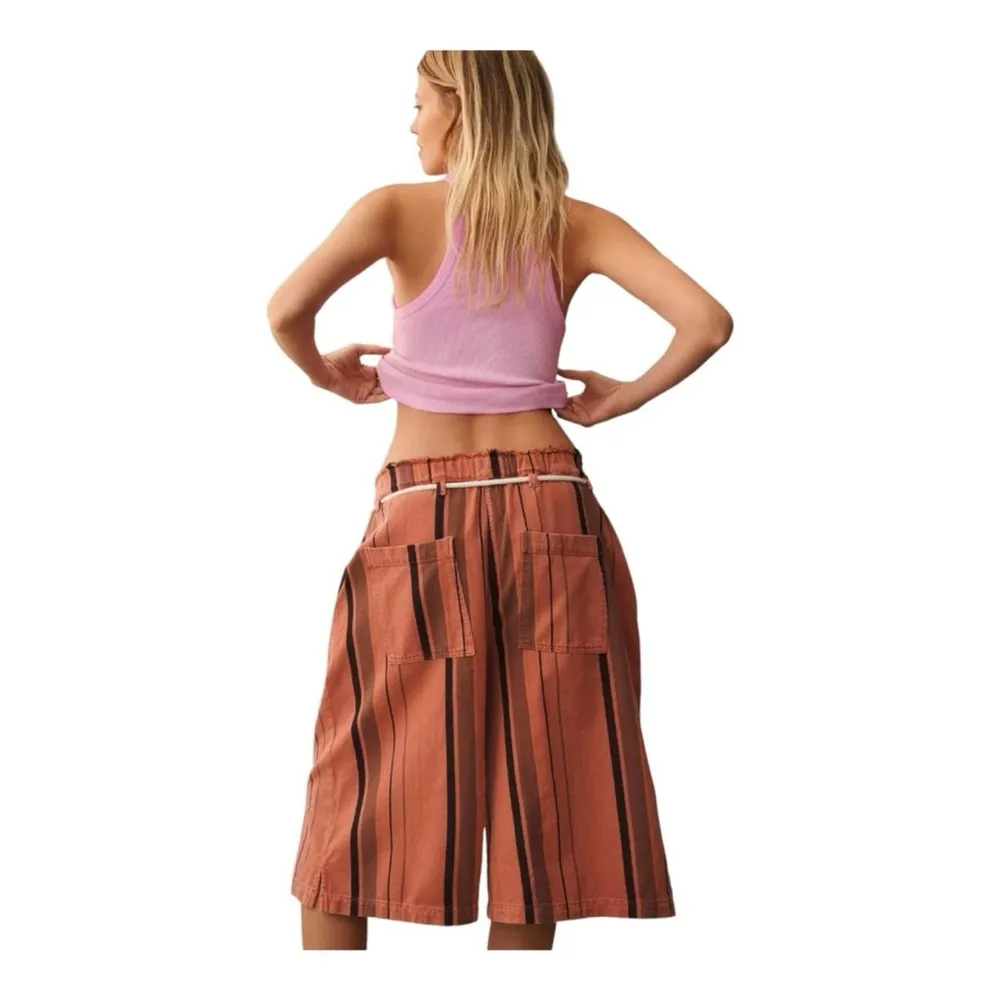 NWT Anthropologie Striped Pilcro Cropped PJ Oversized Wide Leg Pant Size XXS - Image 5