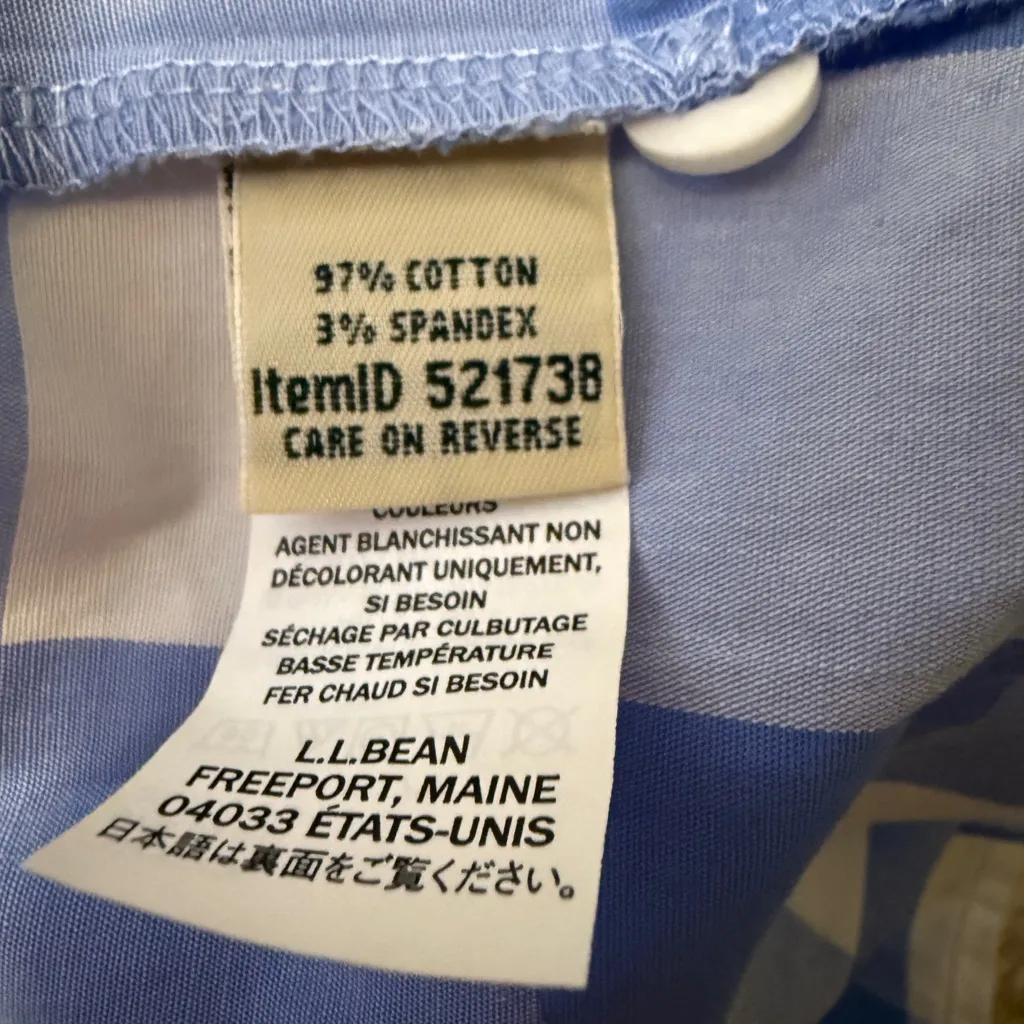 LL Bean Women's Daybreak Nightgown XS Blue White Plaid Pockets Cotton Spandex  - Image 5